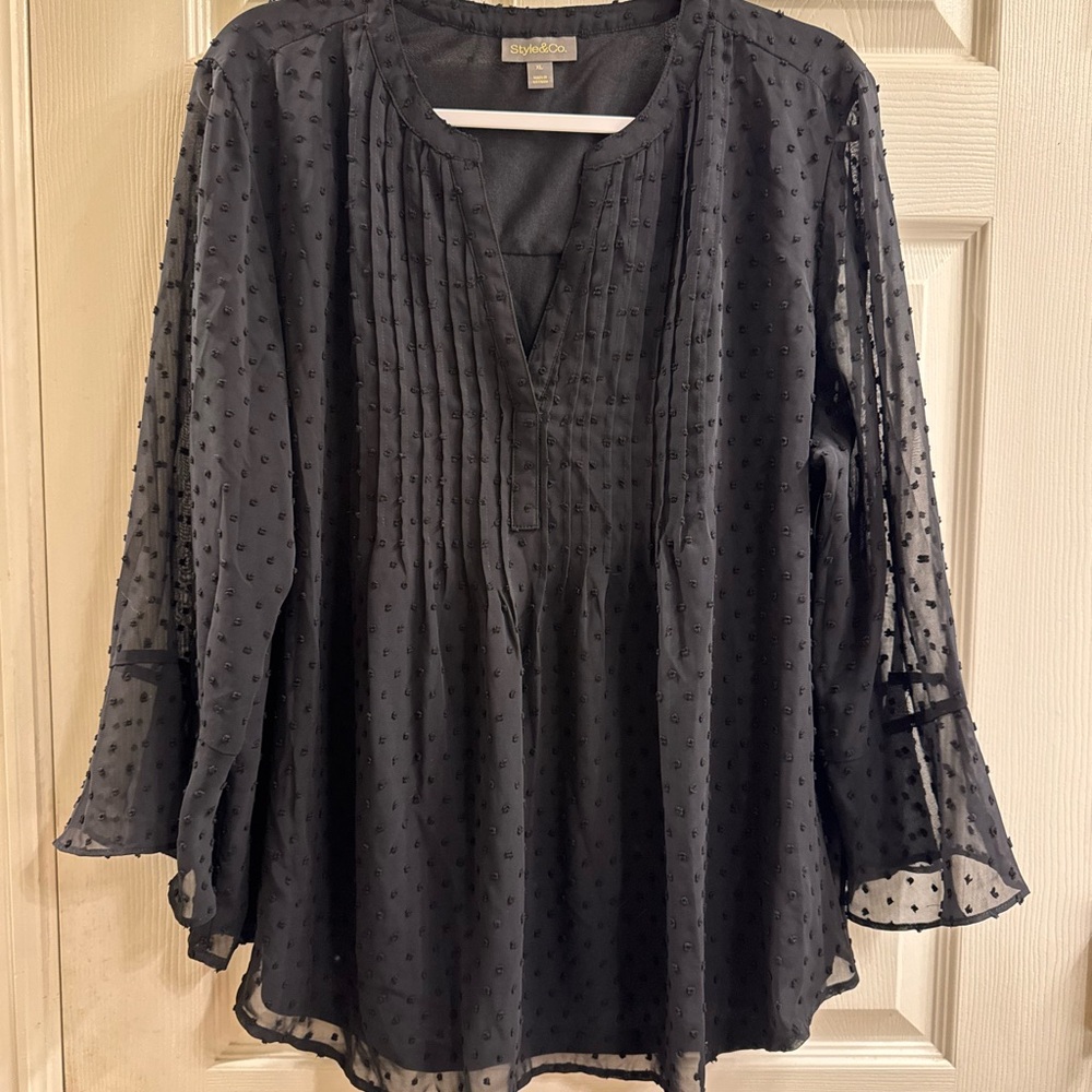 Style & Co. Black Sheer Blouse